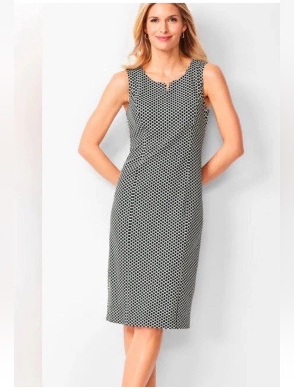 NWT TALBOTS Refined Ponte Knit Sheath Dress Honeycomb Print Knee Length Sz 16
